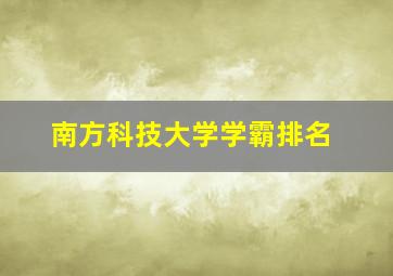 南方科技大学学霸排名