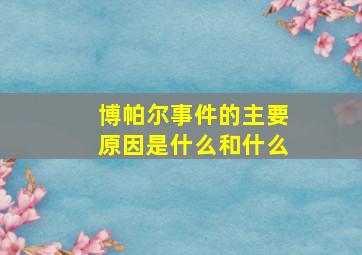 博帕尔事件的主要原因是什么和什么