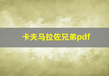 卡夫马拉佐兄弟pdf