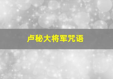 卢秘大将军咒语