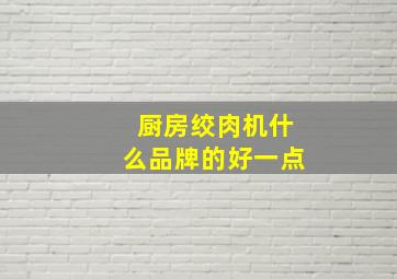 厨房绞肉机什么品牌的好一点