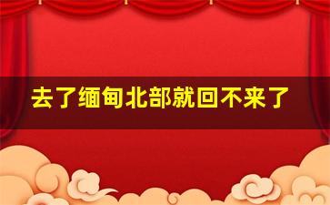 去了缅甸北部就回不来了