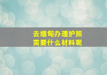 去缅甸办理护照需要什么材料呢