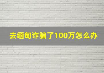 去缅甸诈骗了100万怎么办