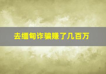 去缅甸诈骗赚了几百万