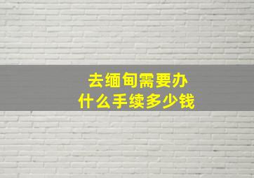 去缅甸需要办什么手续多少钱