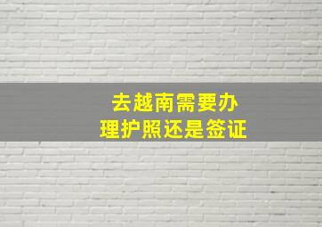 去越南需要办理护照还是签证