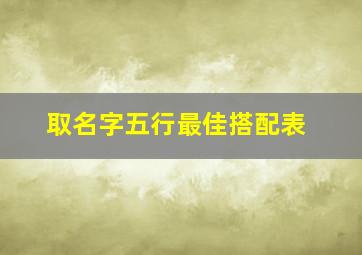 取名字五行最佳搭配表