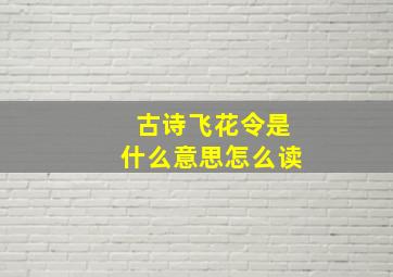 古诗飞花令是什么意思怎么读