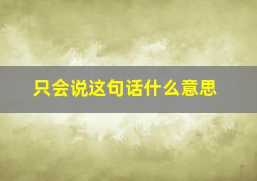 只会说这句话什么意思