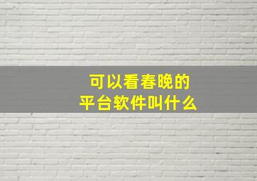 可以看春晚的平台软件叫什么