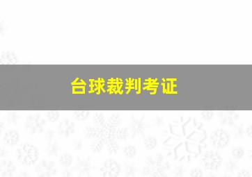 台球裁判考证