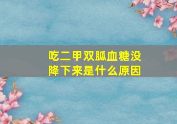 吃二甲双胍血糖没降下来是什么原因