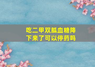 吃二甲双胍血糖降下来了可以停药吗