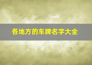 各地方的车牌名字大全