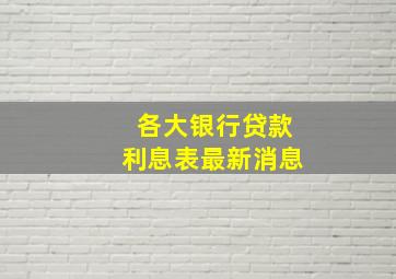 各大银行贷款利息表最新消息