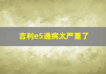 吉利e5通病太严重了