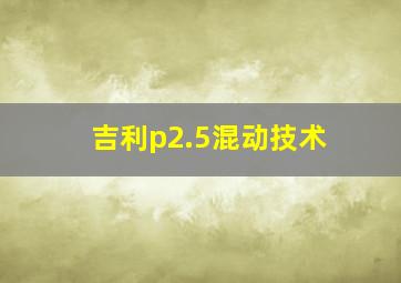 吉利p2.5混动技术