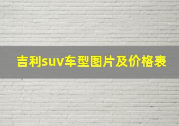 吉利suv车型图片及价格表