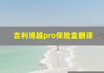 吉利博越pro保险盒翻译