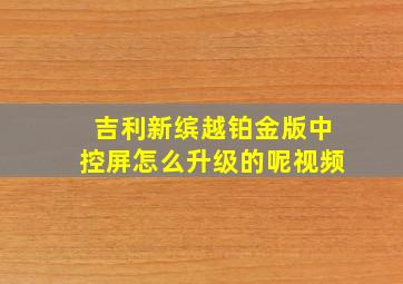 吉利新缤越铂金版中控屏怎么升级的呢视频