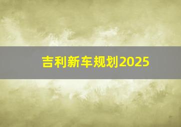 吉利新车规划2025