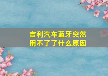 吉利汽车蓝牙突然用不了了什么原因