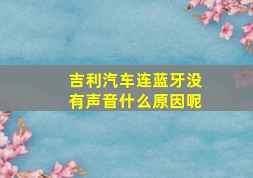 吉利汽车连蓝牙没有声音什么原因呢