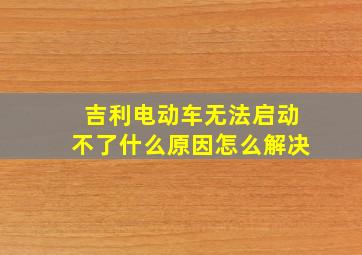 吉利电动车无法启动不了什么原因怎么解决