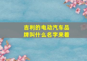 吉利的电动汽车品牌叫什么名字来着