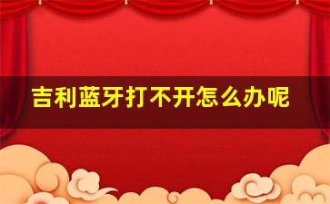 吉利蓝牙打不开怎么办呢