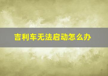 吉利车无法启动怎么办