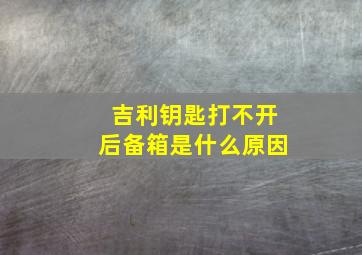 吉利钥匙打不开后备箱是什么原因