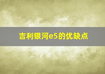 吉利银河e5的优缺点