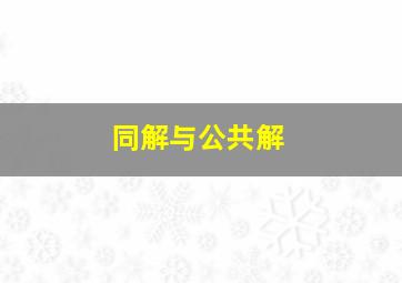 同解与公共解