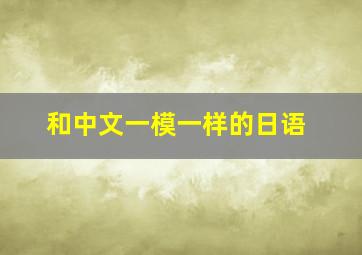 和中文一模一样的日语