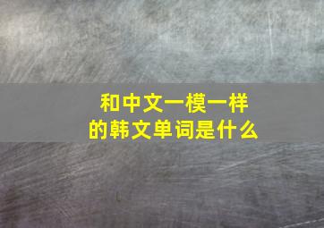 和中文一模一样的韩文单词是什么