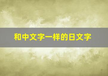 和中文字一样的日文字