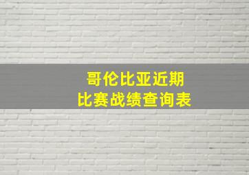 哥伦比亚近期比赛战绩查询表