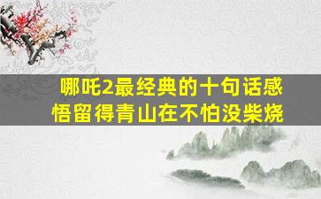 哪吒2最经典的十句话感悟留得青山在不怕没柴烧