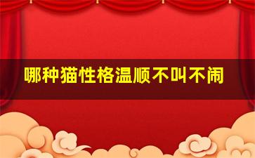 哪种猫性格温顺不叫不闹