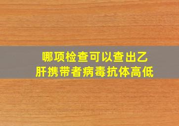 哪项检查可以查出乙肝携带者病毒抗体高低