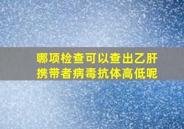 哪项检查可以查出乙肝携带者病毒抗体高低呢