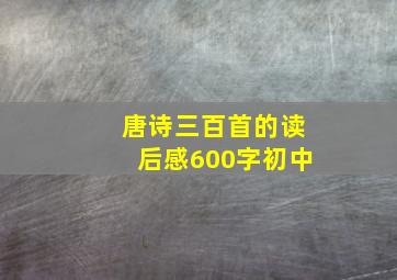 唐诗三百首的读后感600字初中