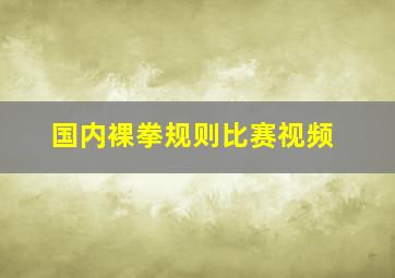 国内裸拳规则比赛视频