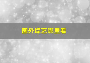 国外综艺哪里看