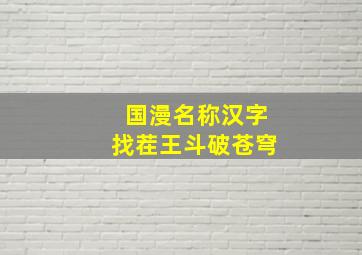 国漫名称汉字找茬王斗破苍穹