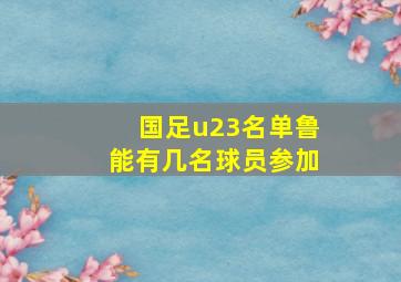 国足u23名单鲁能有几名球员参加