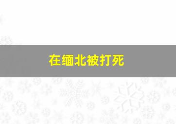 在缅北被打死