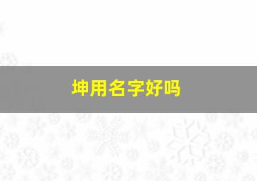 坤用名字好吗